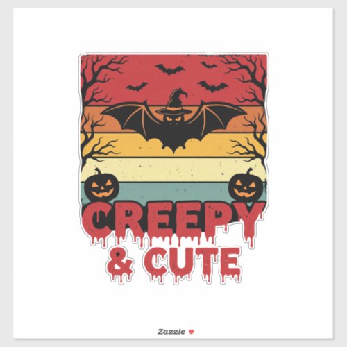 Halloween Creepy and Cute Vintage Bat Sticker