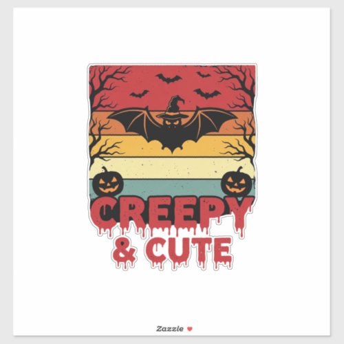 Halloween Creepy and Cute Vintage Bat Sticker