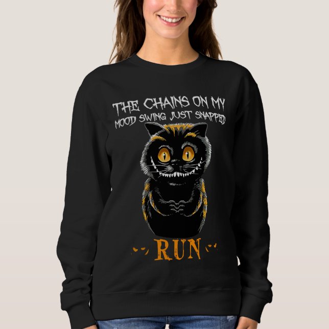 Halloween, Creepy Cat Smiling, Cat Sweatshirt (Front)
