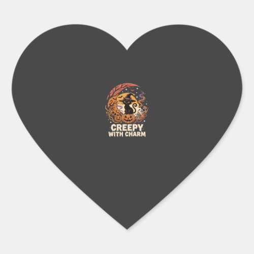 Halloween Creepy Charm Cat Heart Sticker