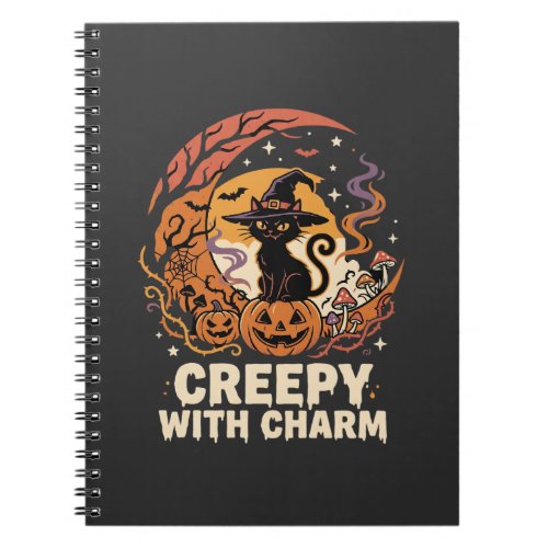Halloween Creepy Charm Cat Notebook