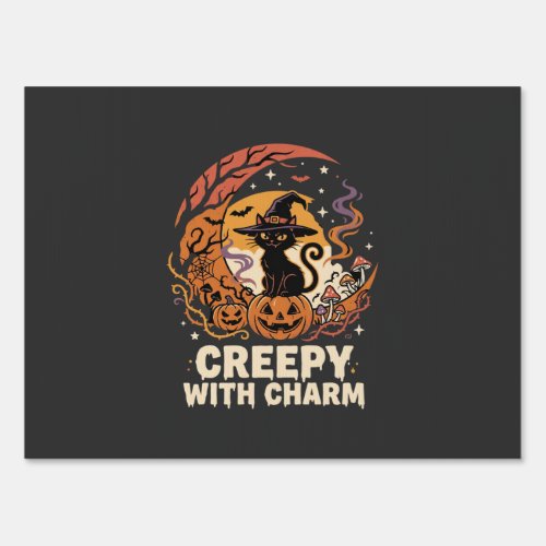 Halloween Creepy Charm Cat Sign
