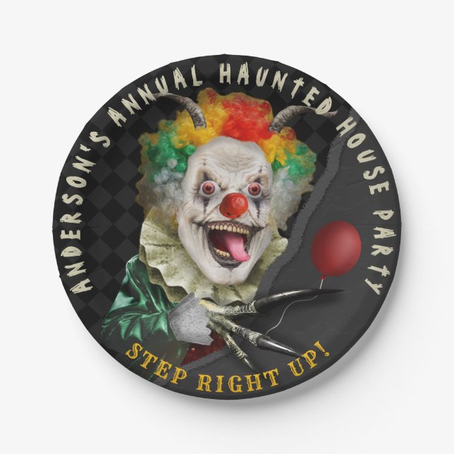 Halloween Creepy Clown Adult Scary Circus Party Paper Plates (Front)