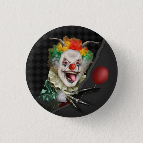 Halloween Creepy Clown Scary Face and Claw Horror Button