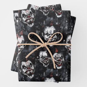 Halloween Creepy Clown Spooky Season Wrapping Paper Sheets