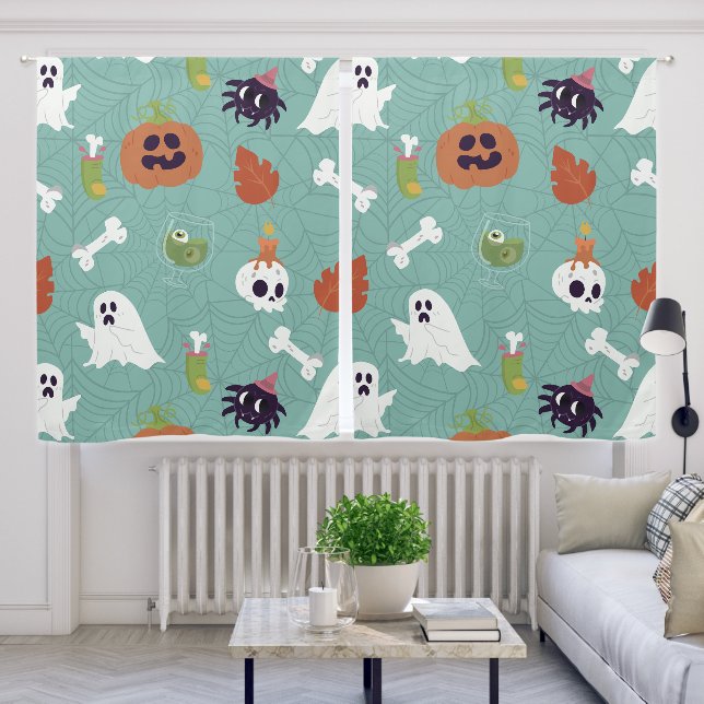 halloween creepy cocktail pumpkin ghost blackout curtains (Living Room)