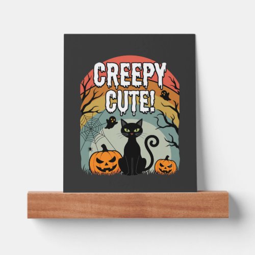 Halloween Creepy Cute Black Cat Pumpkin Design Picture Ledge