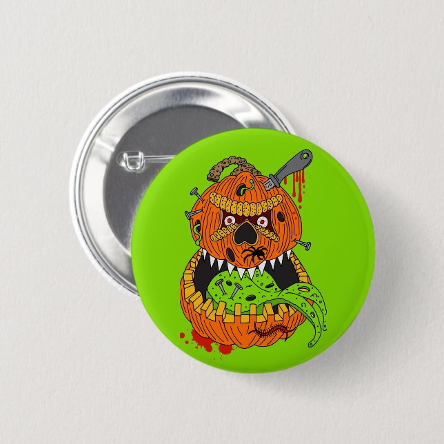 Halloween Creepy Gory Pumpkin Horror Button (Front & Back)
