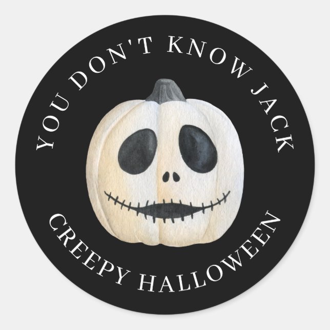 Halloween Creepy Gothic Jack O Lantern Pumpkin  Classic Round Sticker (Front)