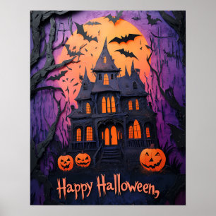 Halloween Creepy Haunted House  Poster