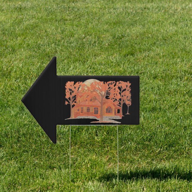 Halloween Creepy Haunted House Sign (Insitu)