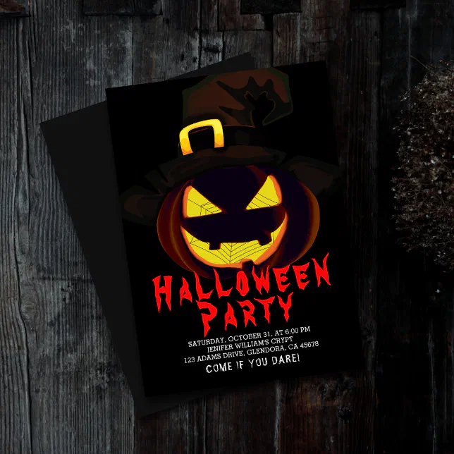Halloween Creepy Jack O Lantern Party Invitation | Zazzle