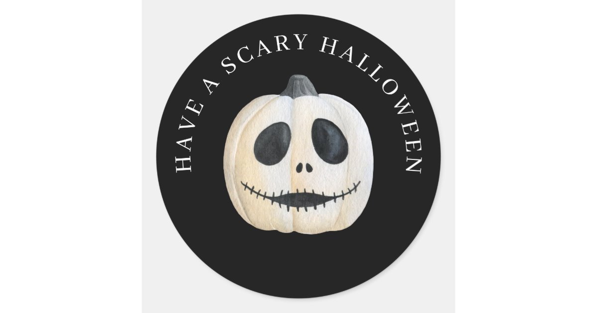 Halloween Creepy Jack O Lantern Pumpkin Classic Round Sticker | Zazzle