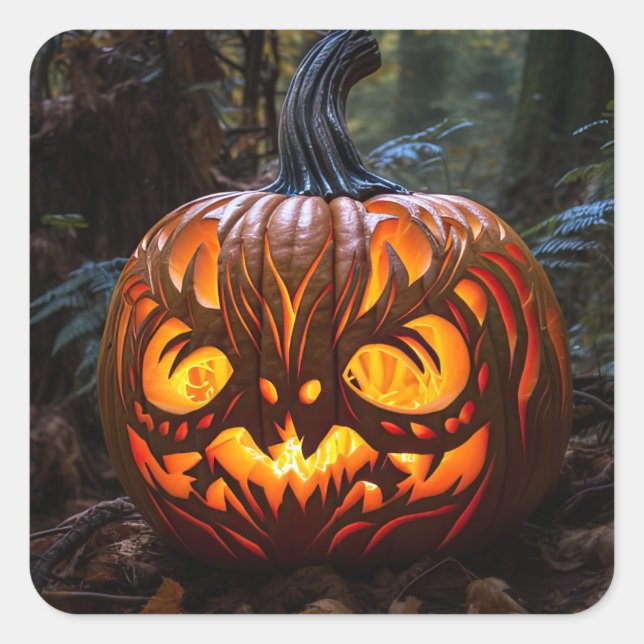Halloween Creepy Jack o Lantern Pumpkins Square Sticker (Front)
