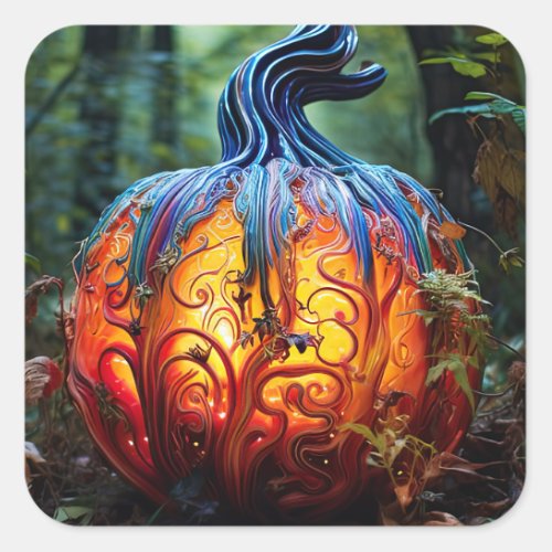 Halloween Creepy Jack o Lantern Pumpkins Square Sticker