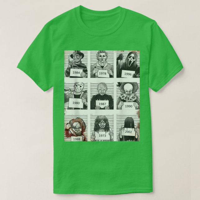 Halloween Creepy Legends Killer Mugshots Horror Fa T-Shirt (Design Front)