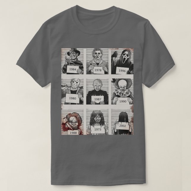 Halloween Creepy Legends Killer Mugshots Horror Fa T-Shirt (Design Front)