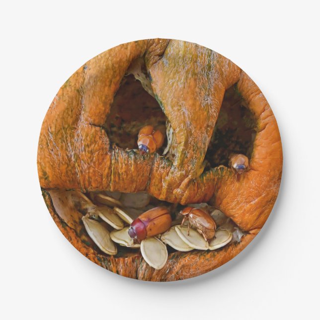 Halloween Creepy Pumpkin Bugs Paper Plates (Front)