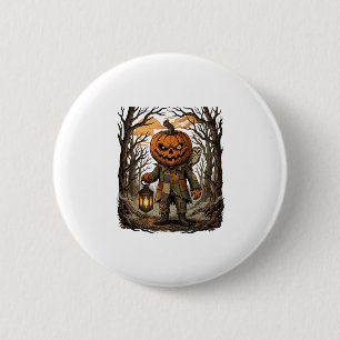 Halloween Creepy Pumpkin Scarecrow Lantern Owl Hau Button