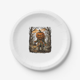 Halloween Creepy Pumpkin Scarecrow Lantern Owl Hau Paper Plates