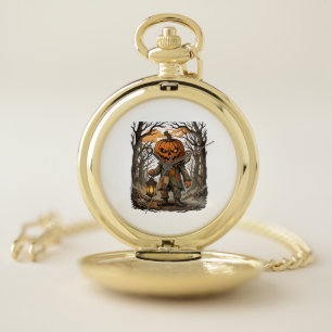 Halloween Creepy Pumpkin Scarecrow Lantern Owl Hau Pocket Watch