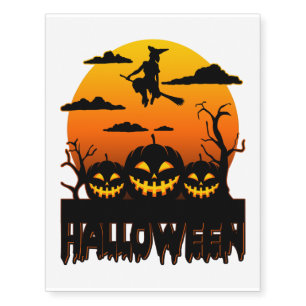 Halloween Creepy Pumpkins & Witch Trick or Treat Temporary Tattoos