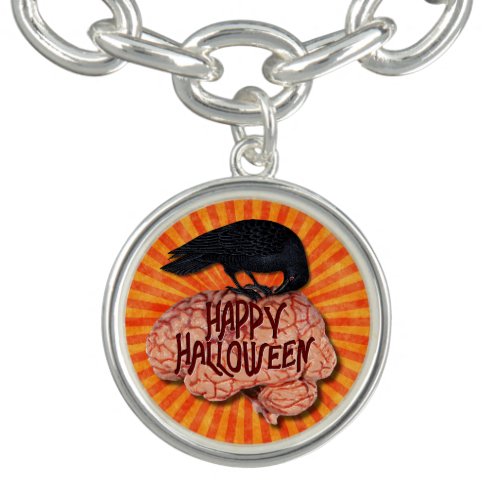 Halloween _ Creepy Raven on Brain Bracelet