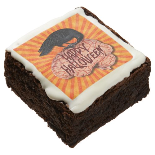 Halloween _ Creepy Raven on Brain Chocolate Brownie