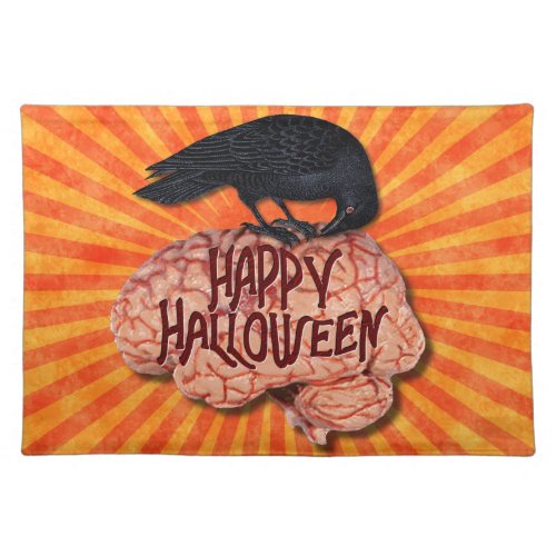 Halloween _ Creepy Raven on Brain Cloth Placemat