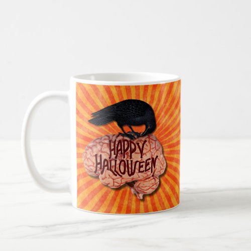 Halloween _ Creepy Raven on Brain Coffee Mug