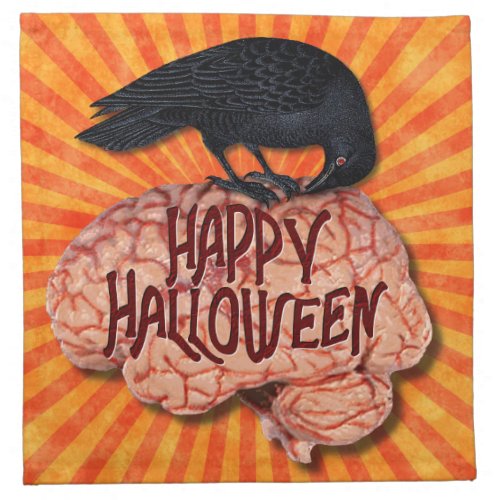 Halloween _ Creepy Raven on Brain Napkin