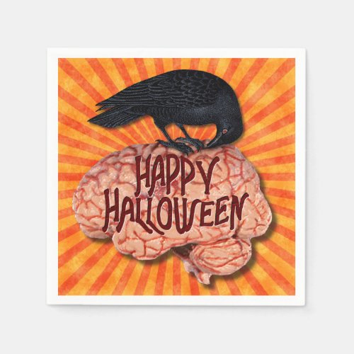 Halloween _ Creepy Raven on Brain Napkins