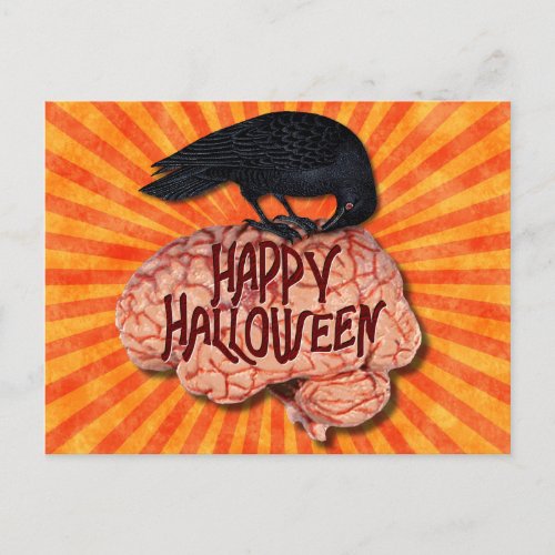 Halloween _ Creepy Raven on Brain Postcard