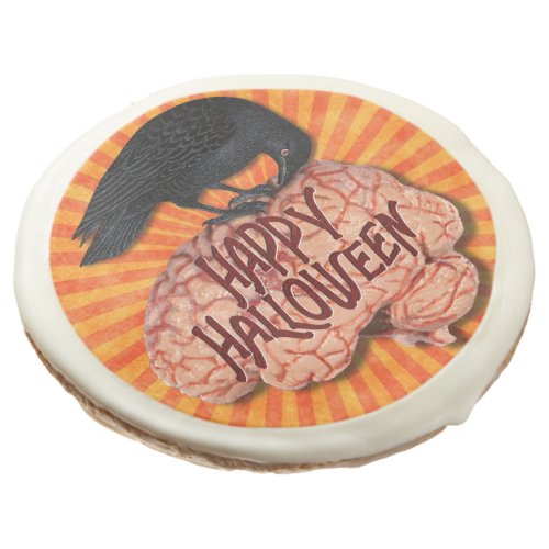 Halloween _ Creepy Raven on Brain Sugar Cookie