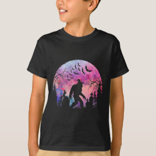 Halloween Creepy Sasquatch In The Cemetery Spooky T-Shirt