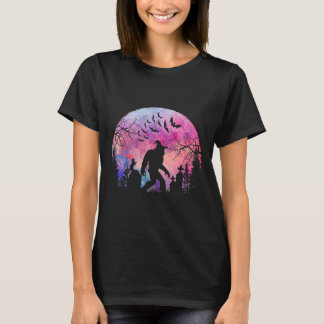 Halloween Creepy Sasquatch In The Cemetery Spooky T-Shirt