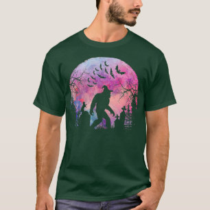 Halloween Creepy Sasquatch In The Cemetery Spooky T-Shirt