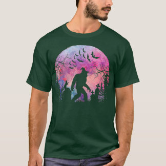 Halloween Creepy Sasquatch In The Cemetery Spooky T-Shirt
