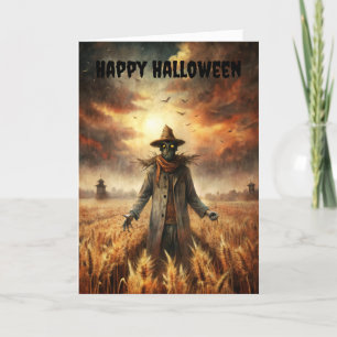 Halloween Creepy Scarecrow Holiday Card