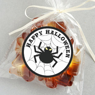 Halloween Creepy Scary Black Itsy Bitsy Spider Web Classic Round Sticker