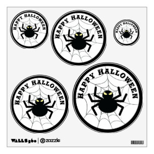 Halloween Creepy Scary Black Itsy Bitsy Spider Web Wall Decal
