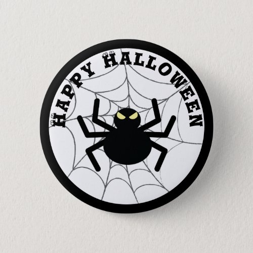 Halloween Creepy Scary Black Itsy Bitsy Spiderweb Button
