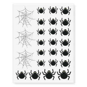 Halloween Creepy Scary Black Itsy Bitsy Spiderweb Temporary Tattoos