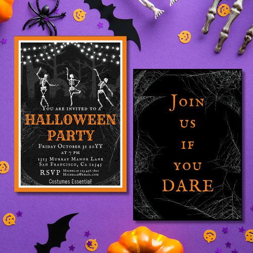 Halloween Creepy Skeletons Graveyard Party Invitation