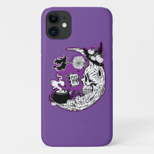 Halloween Crescent Moon Witch Skull iPhone 11 Case