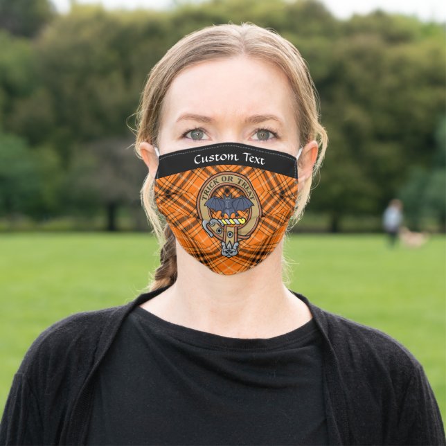 Halloween Crest over Tartan Adult Cloth Face Mask (Outside)