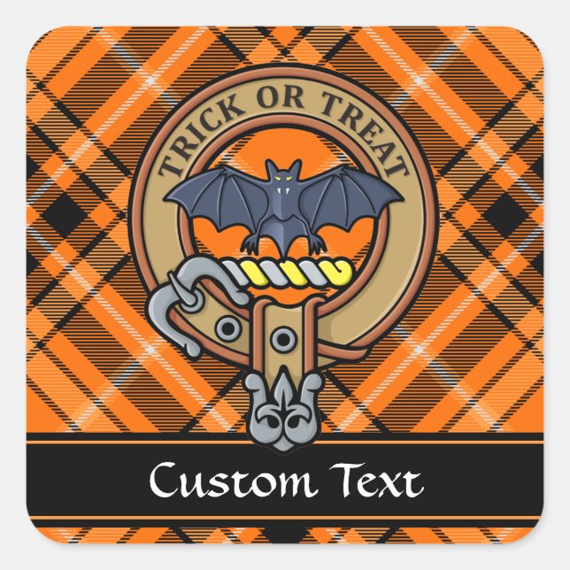 Halloween Crest over Tartan Square Sticker (Front)