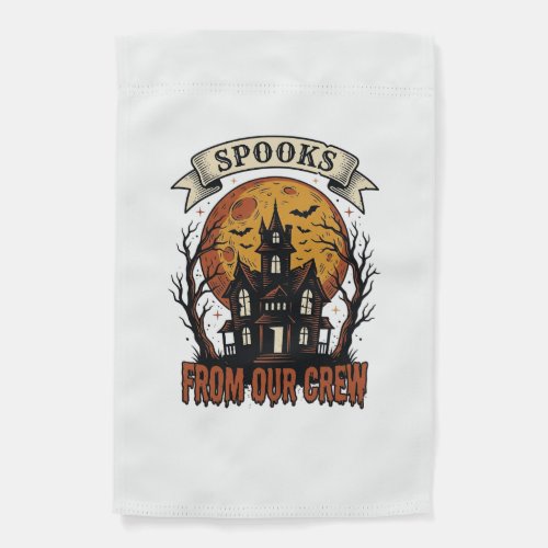 Halloween Crew Shirt Vintage Haunted House Design_ Garden Flag
