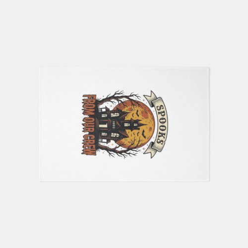 Halloween Crew Shirt Vintage Haunted House Design_ Rug