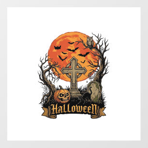 Halloween Cross Gravestone Skull Pumpkin Black Cat Floor Decals